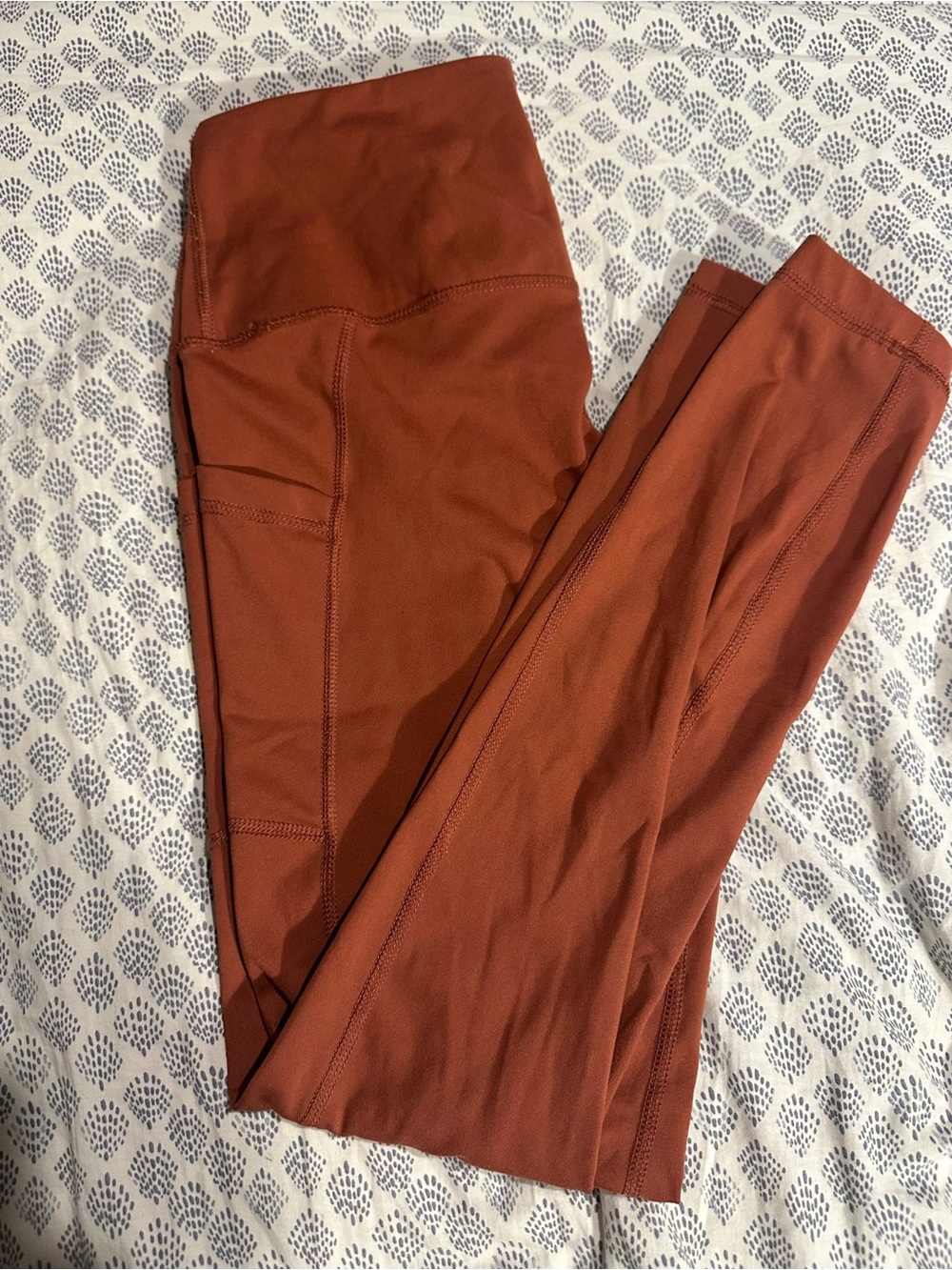 90 Degree By Reflex Women's Burnt Orange High-Waist Leggings with Side Pocket